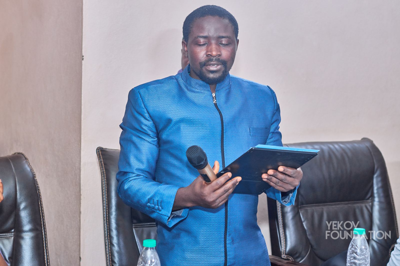 Nde Vitalis Tangeh, gender and protection officer, speaking at the launch